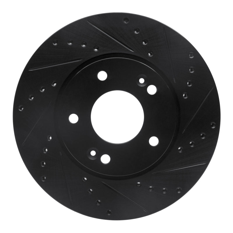 R1 Concepts R1 10-13 Kia Forte Koup Front Right Drilled & Slotted Black Brake Rotor