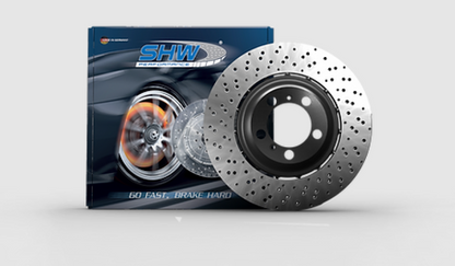 SHW Performance SHW 2020 BMW X5 M 4.4L Right Rear Cross-Drilled Lightweight Brake Rotor (34208074286)