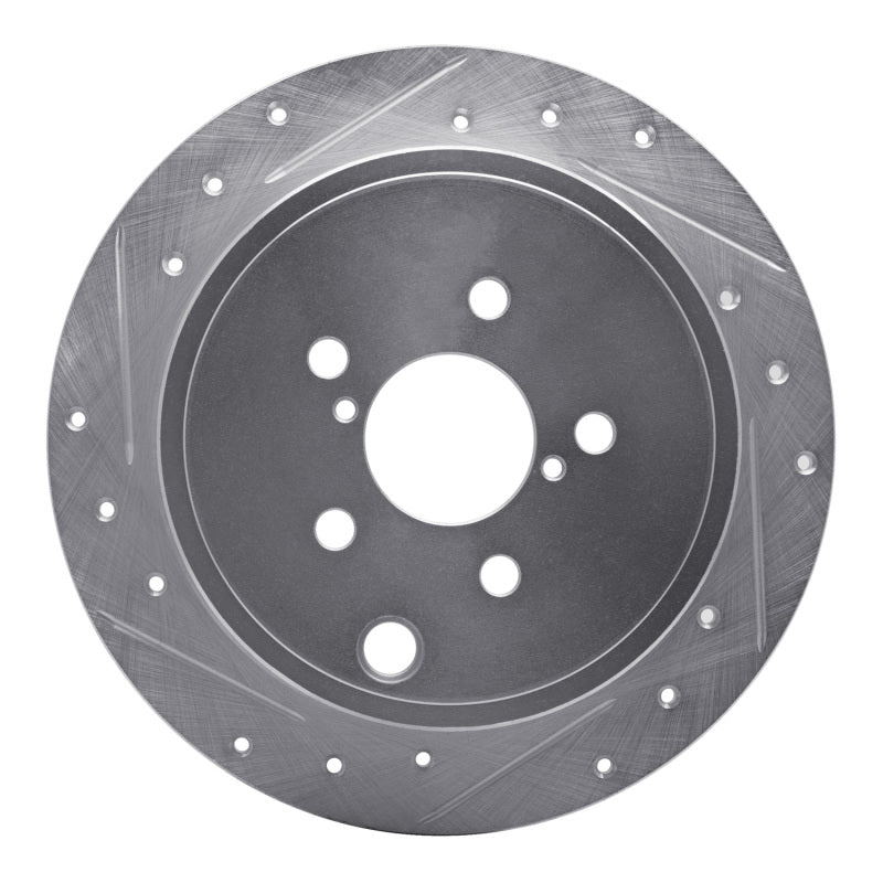 R1 Concepts R1 08-15 Subaru Impreza Rear Left Drilled & Slotted Silver Brake Rotor