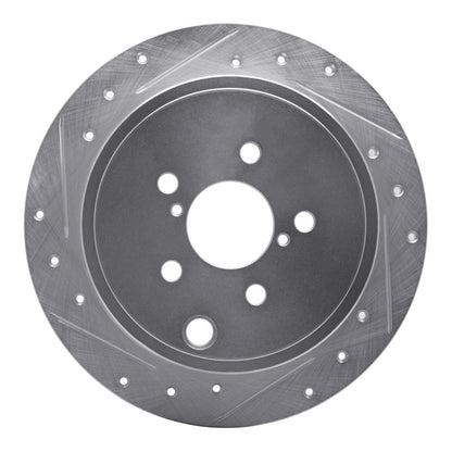 R1 Concepts R1 08-15 Subaru Impreza Rear Left Drilled & Slotted Silver Brake Rotor
