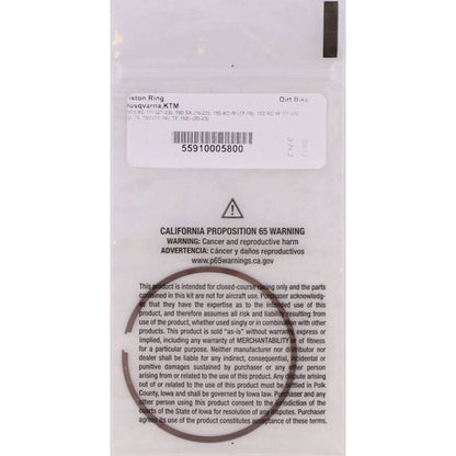 Vertex Pistons Vertex Piston 2024 KTM 150 EXC 150cc Secondary Replacement Rings - Single