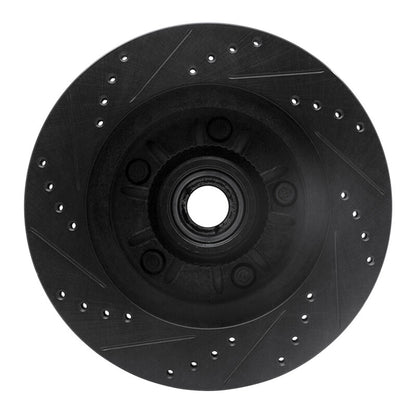 R1 Concepts R1 97-99 Ford F-150 RWD Front Right Drilled & Slotted Black Brake Rotor