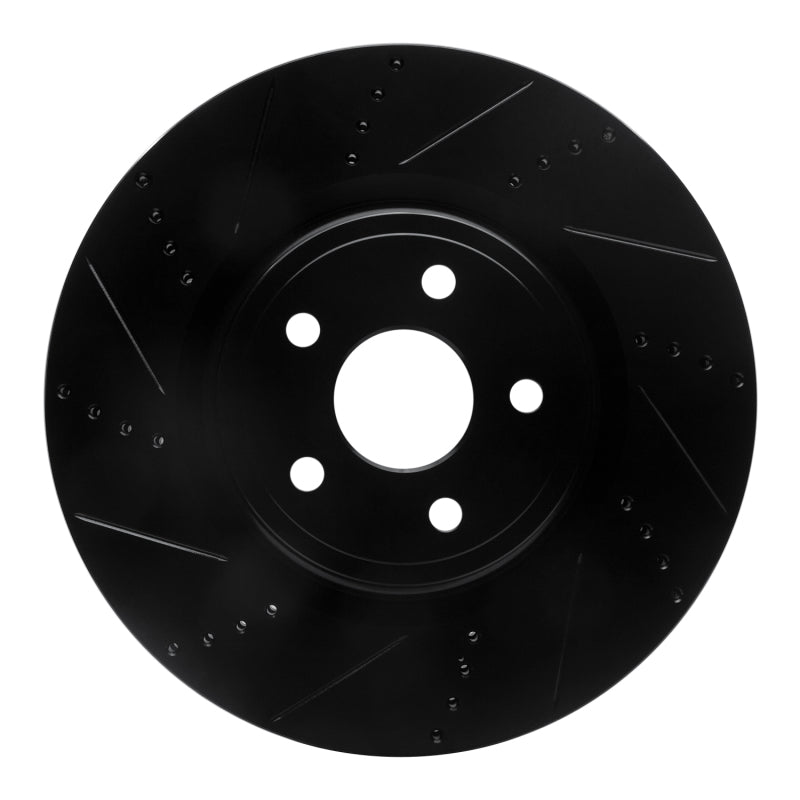 R1 Concepts R1 2012-2025 Dodge Durango Front Left Drilled & Slotted Black Brake Rotor