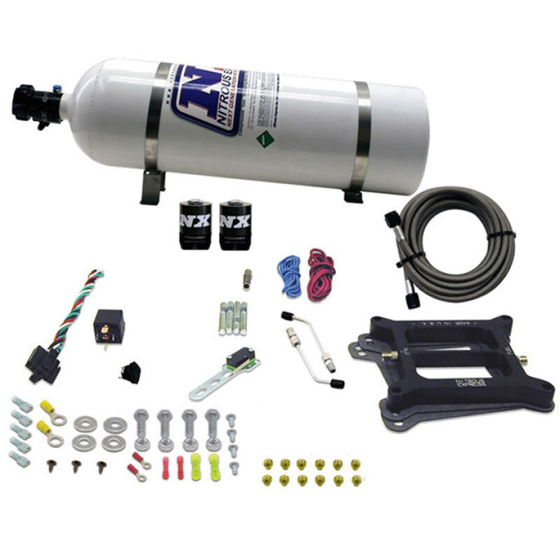 Nitrous Express 4150 4-BBL/Alcohol Nitrous Kit (50-300HP) w/15lb Bottle