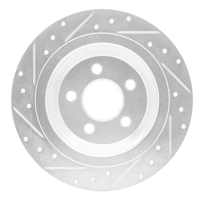 R1 Concepts R1 15-23 Ford Mustang Rear Right Drilled & Slotted Silver Brake Rotor