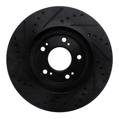 R1 Concepts R1 04-12 Mitsubishi Eclipse Front Right Drilled & Slotted Black Brake Rotor