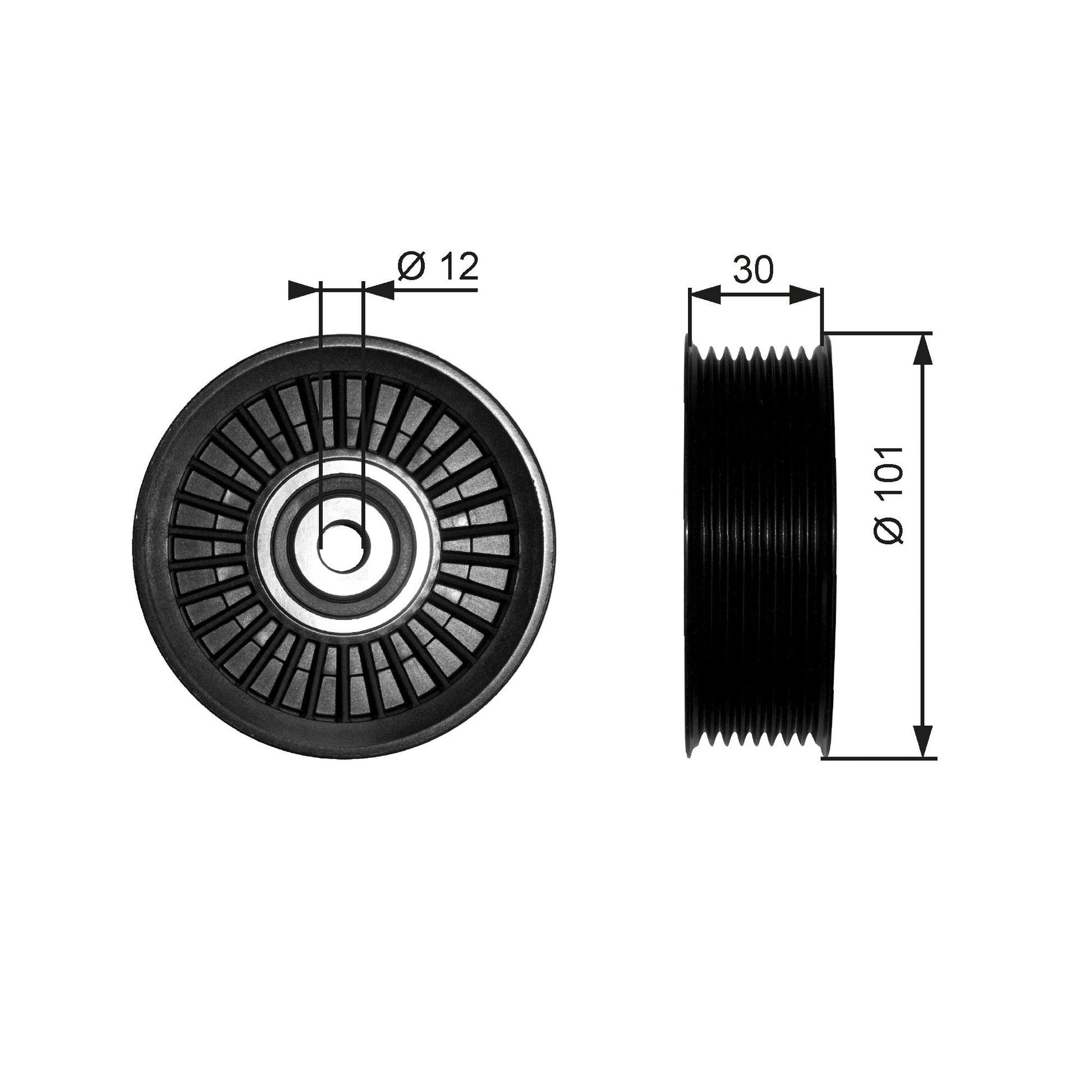 GATES GATT36170 V-Ribbed Belt Deflection/Guide Pulley