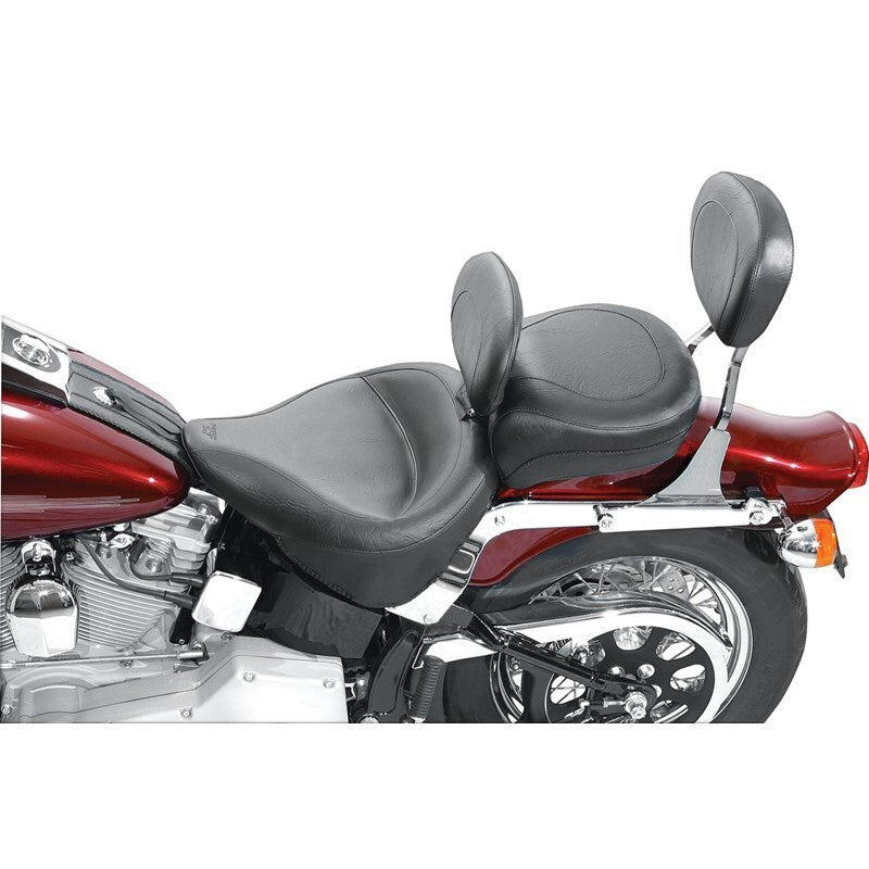 Mustang Motorcycle Mustang 84-06 Harley Standard Rear Tire Wide Touring Vintage Solo Seat w/Driver Backrest - Black