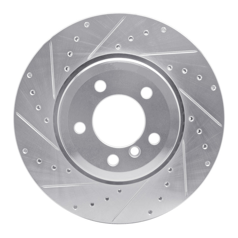 R1 Concepts R1 05-08 BMW 760I Rear Left Drilled & Slotted Silver Brake Rotor