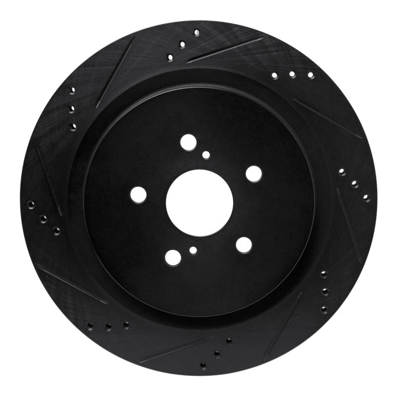 R1 Concepts R1 16-22 Lexus RX350 Rear Left Drilled & Slotted Black Brake Rotor