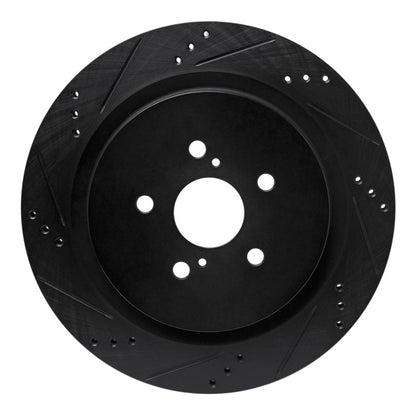 R1 Concepts R1 16-22 Lexus RX350 Rear Left Drilled & Slotted Black Brake Rotor