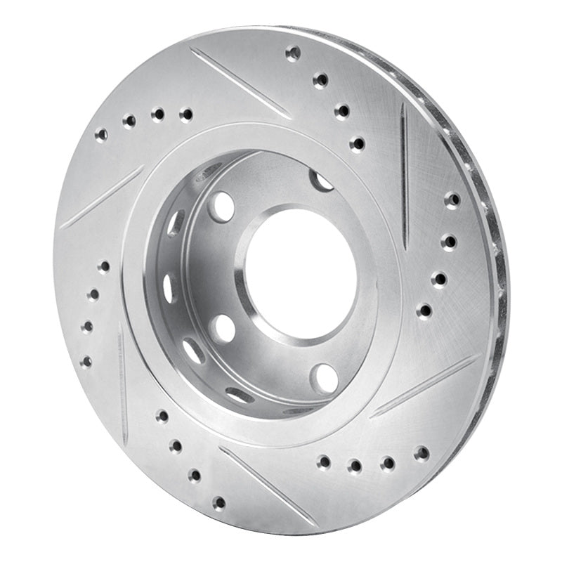R1 Concepts R1 00-02 Audi S4 Rear Left Drilled & Slotted Silver Brake Rotor