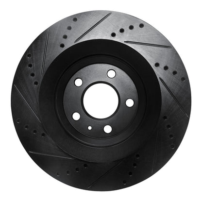 R1 Concepts R1 07-11 Audi S6 Rear Right Drilled & Slotted Black Brake Rotor