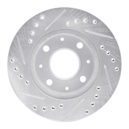 R1 Concepts R1 84-06 Honda Insight Front Right Drilled & Slotted Silver Brake Rotor