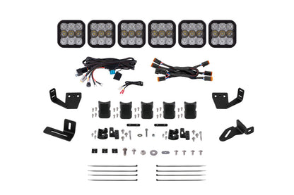 Diode Dynamics Prinsu/Sherpa Roof Racks SS5 6-Pod CrossLink Mounting Kit - Pro White Combo