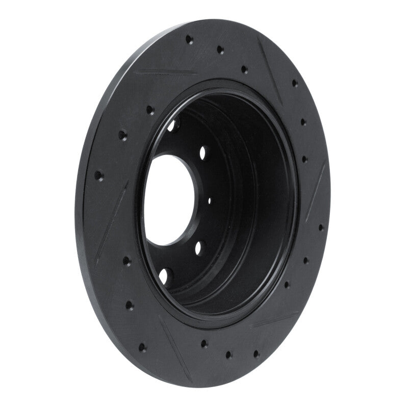 R1 Concepts R1 64-94 Alfa Romeo Giulia Rear Left Drilled & Slotted Black Brake Rotor