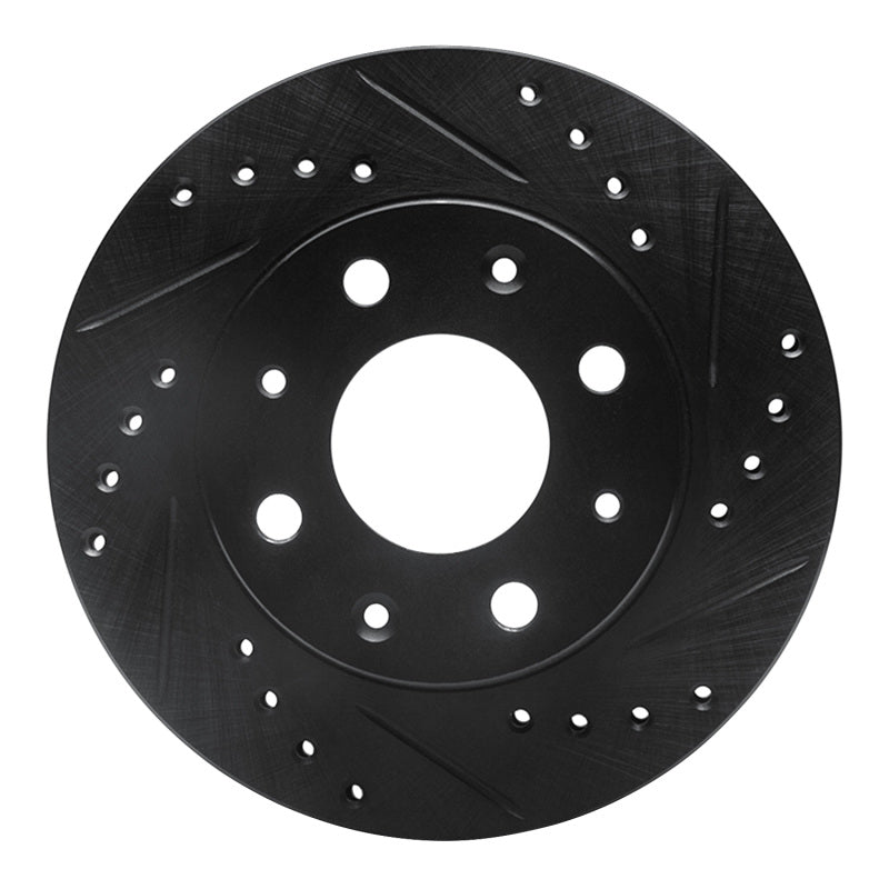 R1 Concepts R1 84-06 Honda CRX Front Right Drilled & Slotted Black Brake Rotor
