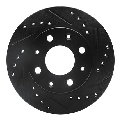 R1 Concepts R1 84-06 Honda CRX Front Right Drilled & Slotted Black Brake Rotor