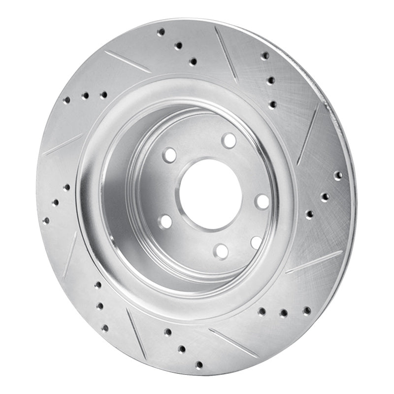 R1 Concepts R1 07-15 Infiniti G37 Rear Left Drilled & Slotted Silver Brake Rotor