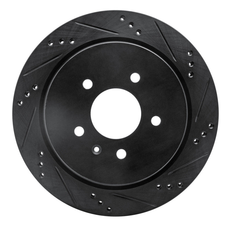R1 Concepts R1 03-11 Cadillac STS Rear Right Drilled & Slotted Black Brake Rotor