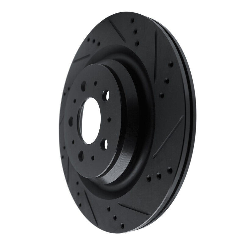 R1 Concepts R1 2017-2025 Tesla Model 3 Rear Right Drilled & Slotted Black Brake Rotor