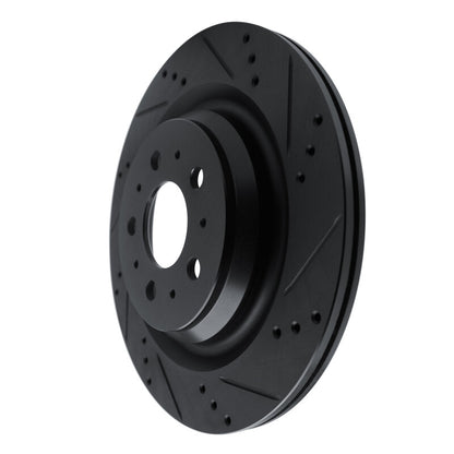 R1 Concepts R1 2017-2025 Tesla Model 3 Rear Right Drilled & Slotted Black Brake Rotor