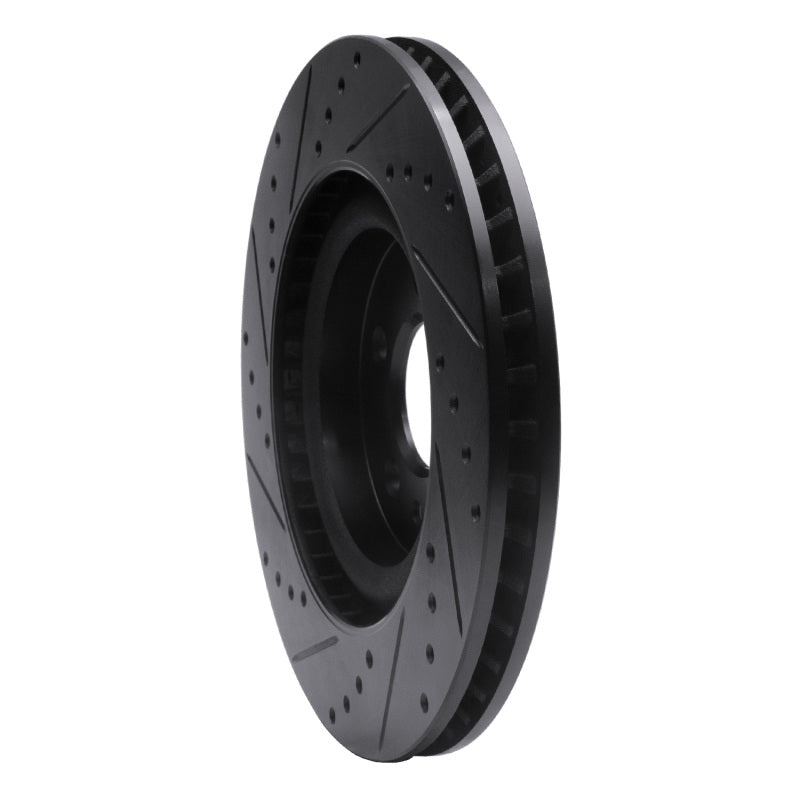 R1 Concepts R1 11-14 Ford Mustang Front Right Drilled & Slotted Black Brake Rotor