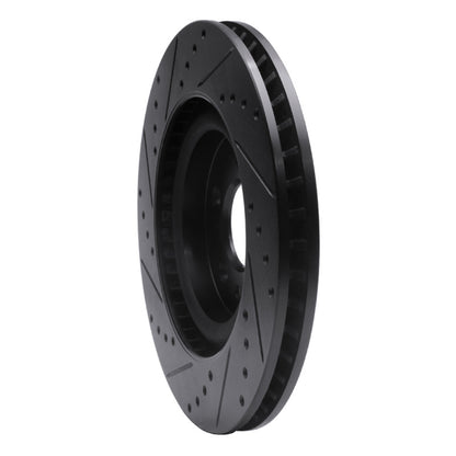R1 Concepts R1 11-14 Ford Mustang Front Right Drilled & Slotted Black Brake Rotor