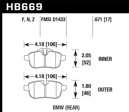 Hawk Performance Hawk 09-12 BMW Z4 Rear Street Brake Pads