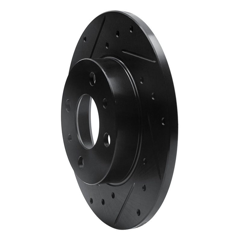 R1 Concepts R1 2009-2019 Fiat 500 (Mexico) Rear Left Drilled & Slotted Black Brake Rotor