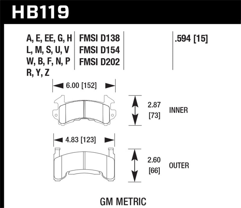 Hawk Performance Hawk GM Metric DTC-70 Race Brake Pads w/.0594 Thickness