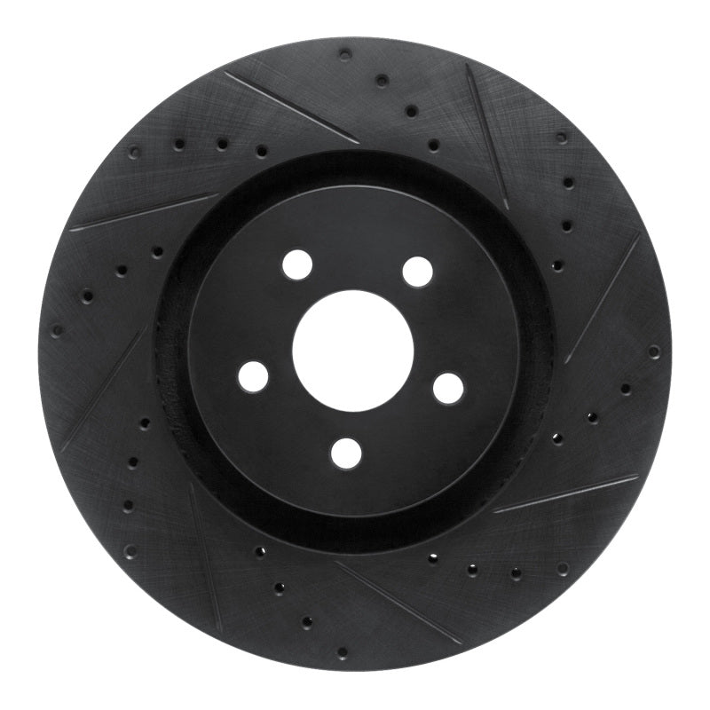 R1 Concepts R1 15-21 Ford Edge Front Right Drilled & Slotted Black Brake Rotor