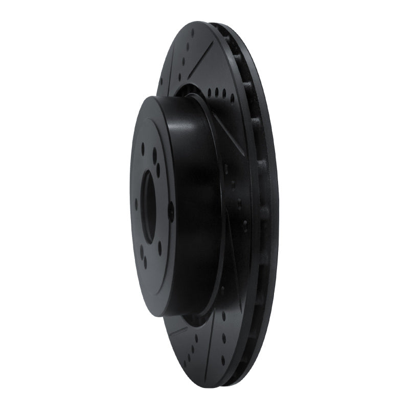 R1 Concepts R1 18-25 Genesis G70 Rear Left Drilled & Slotted Black Brake Rotor