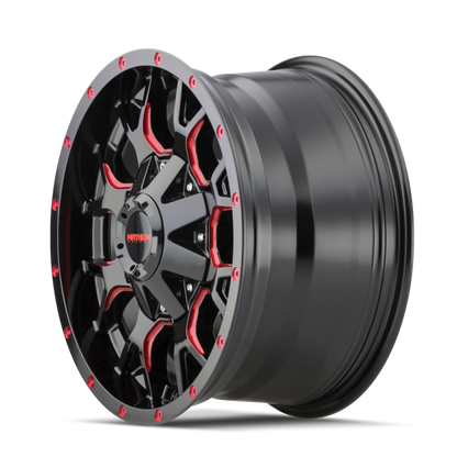 Mayhem 8015 Warrior 20x9 / 6x135 BP / 0mm Offset / 106mm Hub Black w/ Prism Red Wheel