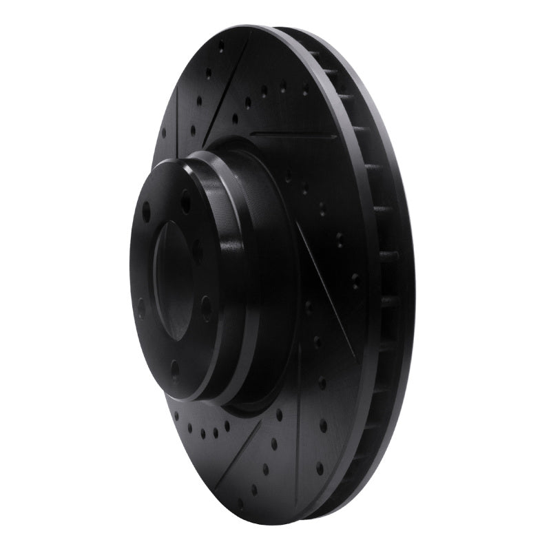 R1 Concepts R1 95-01 BMW 750IL Front Left Drilled & Slotted Black Brake Rotor