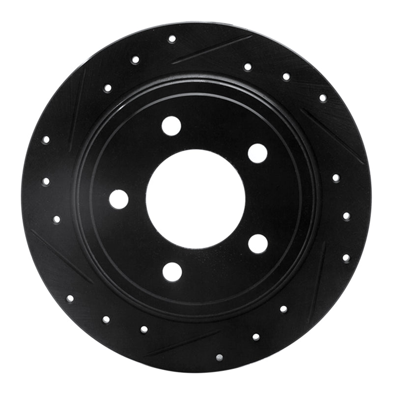 R1 Concepts R1 93-04 Chrysler 300M Rear Left Drilled & Slotted Black Brake Rotor