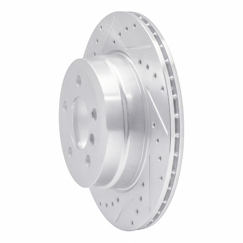 R1 Concepts R1 07-19 BMW X6 Rear Left Drilled & Slotted Silver Brake Rotor