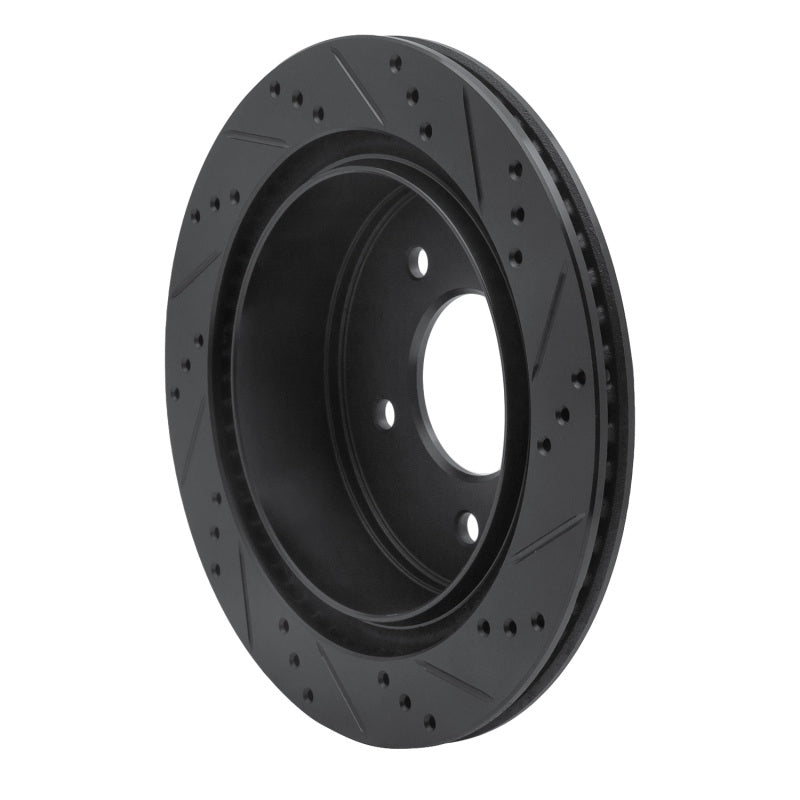 R1 Concepts R1 04-06 Ford Econoline Rear Left Drilled & Slotted Black Brake Rotor