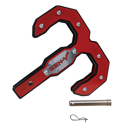 GEN-Y Hitch Gen-Y Hulk 2.5 21K Tow Hook 2.5in Shank w/GH-099 Pin/GH-011 Twist Clip - Black/Red
