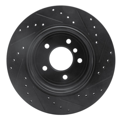 R1 Concepts R1 06-10 BMW 528I xDrive Rear Left Drilled & Slotted Black Brake Rotor