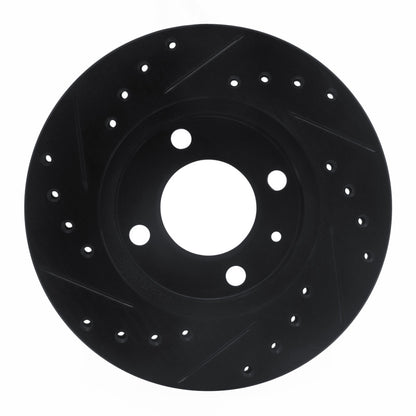 R1 Concepts R1 80-08 Audi 4000 Front Right Drilled & Slotted Black Brake Rotor