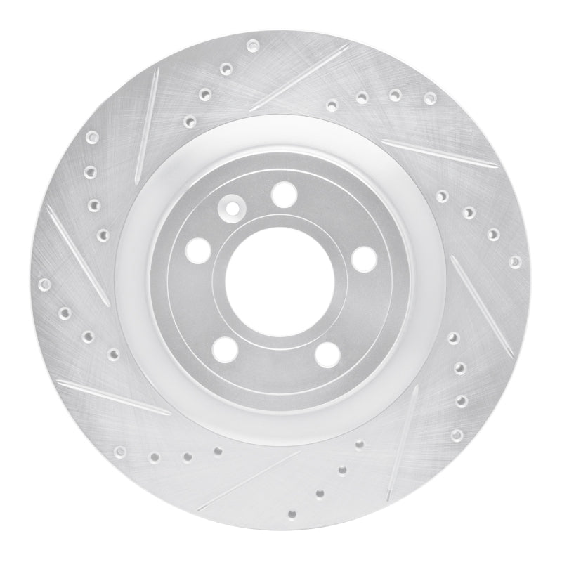 R1 Concepts R1 11-14 Ford Mustang Front Left Drilled & Slotted Silver Brake Rotor