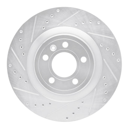 R1 Concepts R1 11-14 Ford Mustang Front Left Drilled & Slotted Silver Brake Rotor