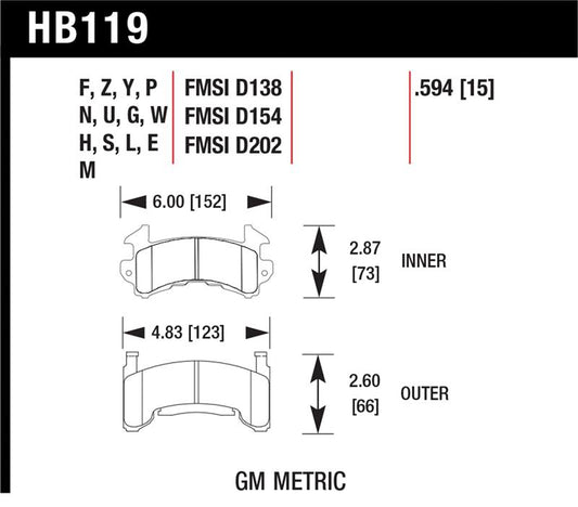 Hawk Performance Hawk GM Metric DTC-70 Race Brake Pads w/.0594 Thickness