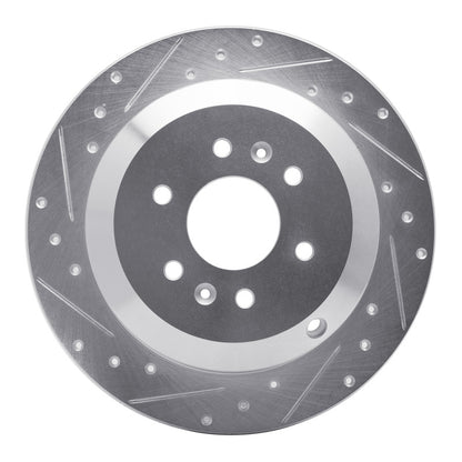 R1 Concepts R1 09-10 Kia BORREGO Rear Left Drilled & Slotted Silver Brake Rotor