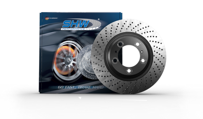 SHW Performance SHW 20-21 Porsche Carrera 3.0L Right Front Cross-Drilled Monobloc Brake Rotor (992615302)