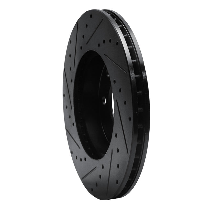 R1 Concepts R1 90-95 Mercedes-Benz 300CE Front Right Drilled & Slotted Black Brake Rotor