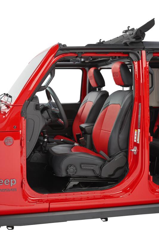 PRP Seats PRP 2018+ Jeep Wrangler JLU/4 Door/Jeep Gladiator JT/ Non-Rubicon Front Seat Covers(Pair) -Black/Red