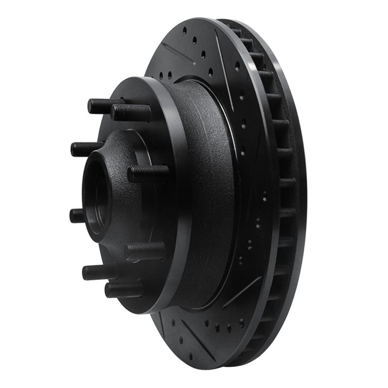 R1 Concepts R1 71-95 Chevrolet C20 Pickup Front Right Drilled & Slotted Black Brake Rotor