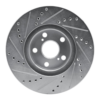 R1 Concepts R1 00-10 Pontiac Vibe Front Right Drilled & Slotted Silver Brake Rotor